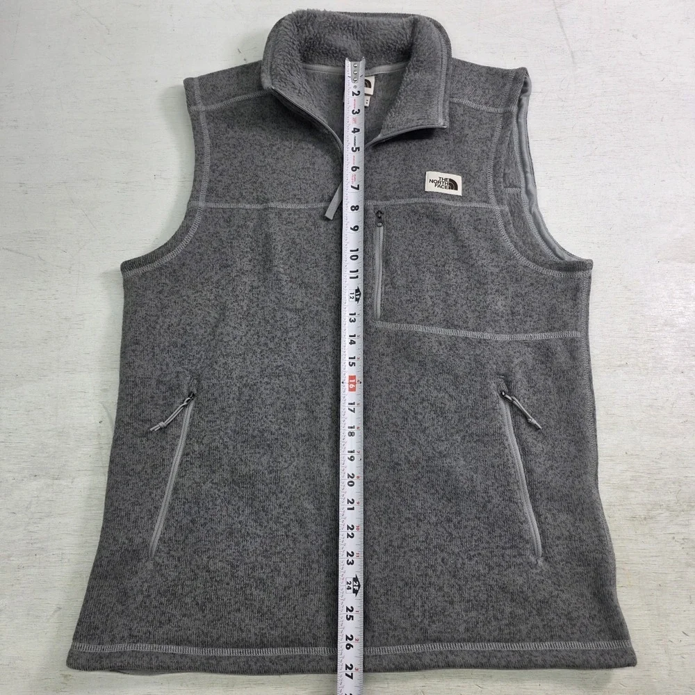 The North Face Gordon Lyons Vest Gray Full Zip Fleece Lined Jacket Mens Sz M EUC